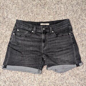 Levi’s Black Denim Mid-Rise Shorts | Size 28 Vintage Look